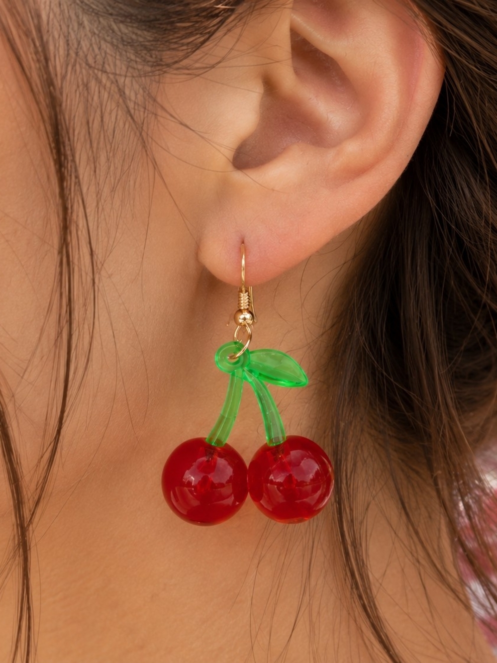 Red Cherry Drop Dangle Earrings New